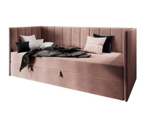 MILENA Schlafsofa 90x200 cm, Jugendbett, Einzelbett mit Bettkasten und Matratze