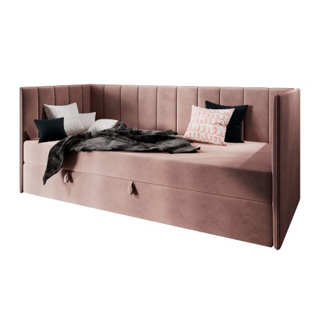 MILENA Schlafsofa 90x200 cm, Jugendbett, Einzelbett mit Bettkasten und Matratze