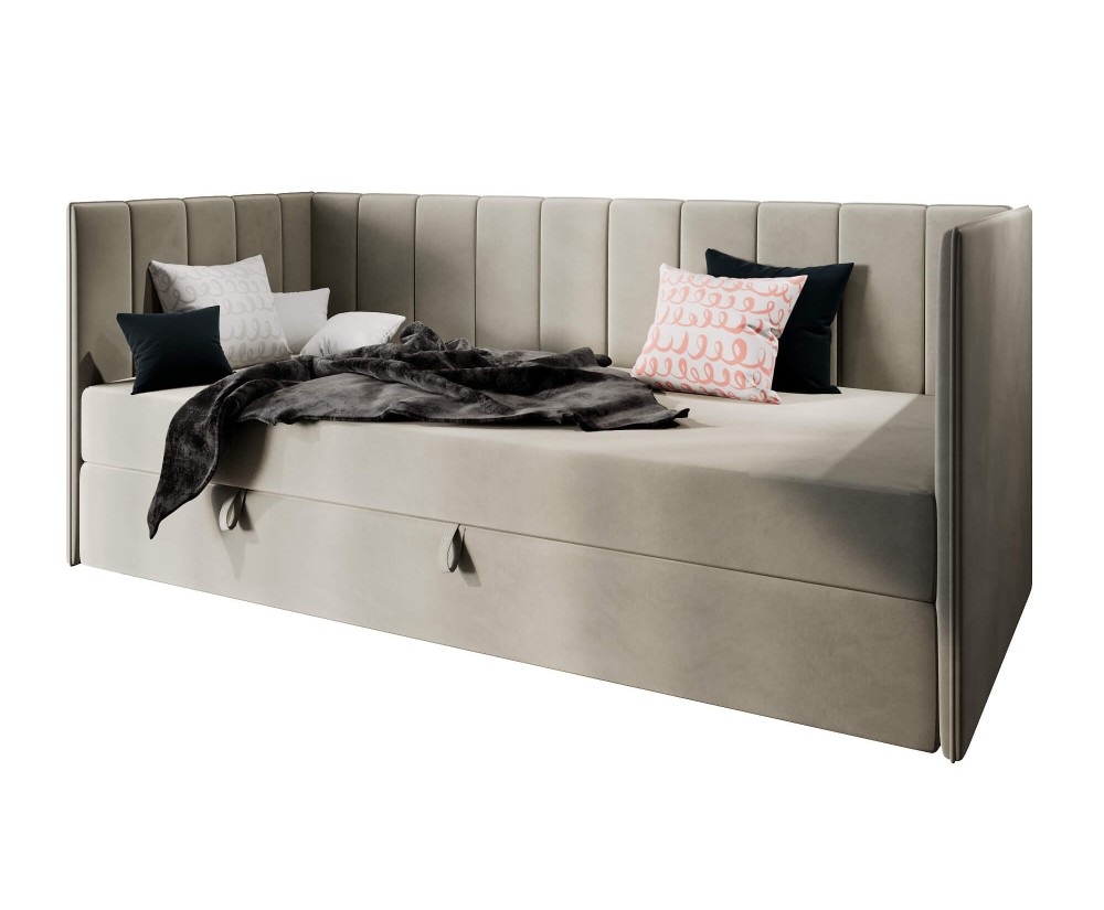 Polsterbett 120x200 cm, Jugendbett, Einzelbett mit Bettkasten und Matratze, MILENA 2M Polsterbett 120x200 cm, Jugendbett, Einzelbett mit Bettkasten und Matratze, MILENA 2M