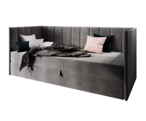 MILENA Polsterbett 120x200 cm, Jugendbett, Einzelbett mit Bettkasten und Matratze