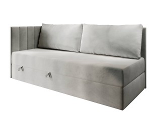 Schlafsofa 120x200 cm mit RÜCKENKISSEN, Polsterbett mit Bettkasten, Farbvarianten, Einzelbett INTARO A27