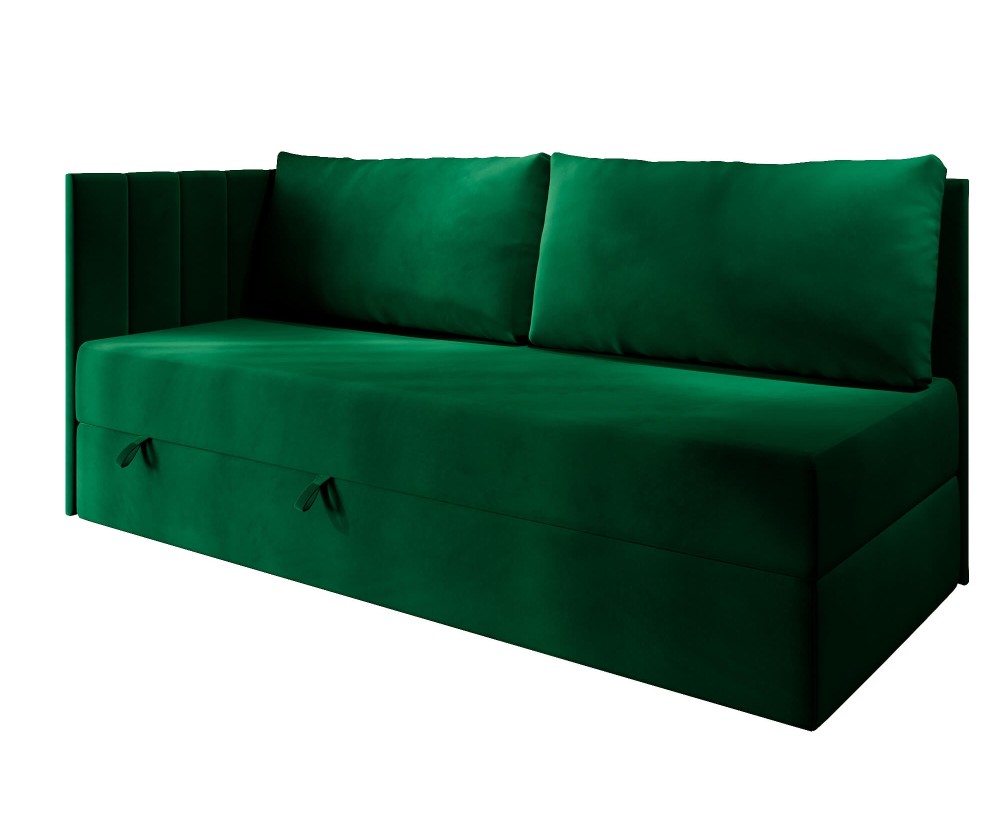 Schlafsofa 120x200 cm mit RÜCKENKISSEN, Polsterbett mit Bettkasten, Farbvarianten, Einzelbett INTARO A27