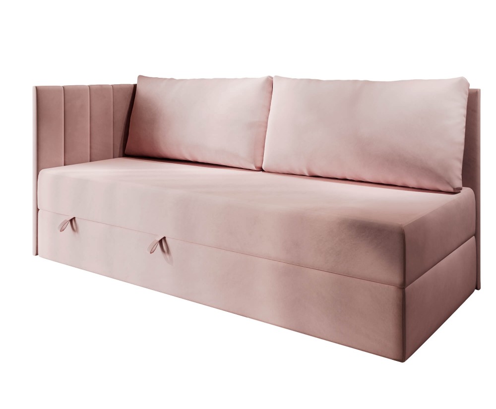 Schlafsofa 120x200 cm mit RÜCKENKISSEN, Polsterbett mit Bettkasten, Farbvarianten, Einzelbett INTARO A27