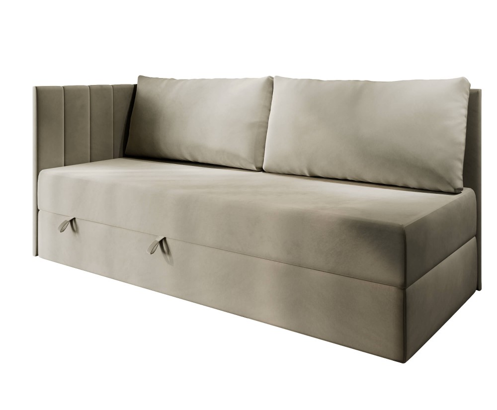 Schlafsofa 120x200 cm mit RÜCKENKISSEN, Polsterbett mit Bettkasten, Farbvarianten, Einzelbett INTARO A27