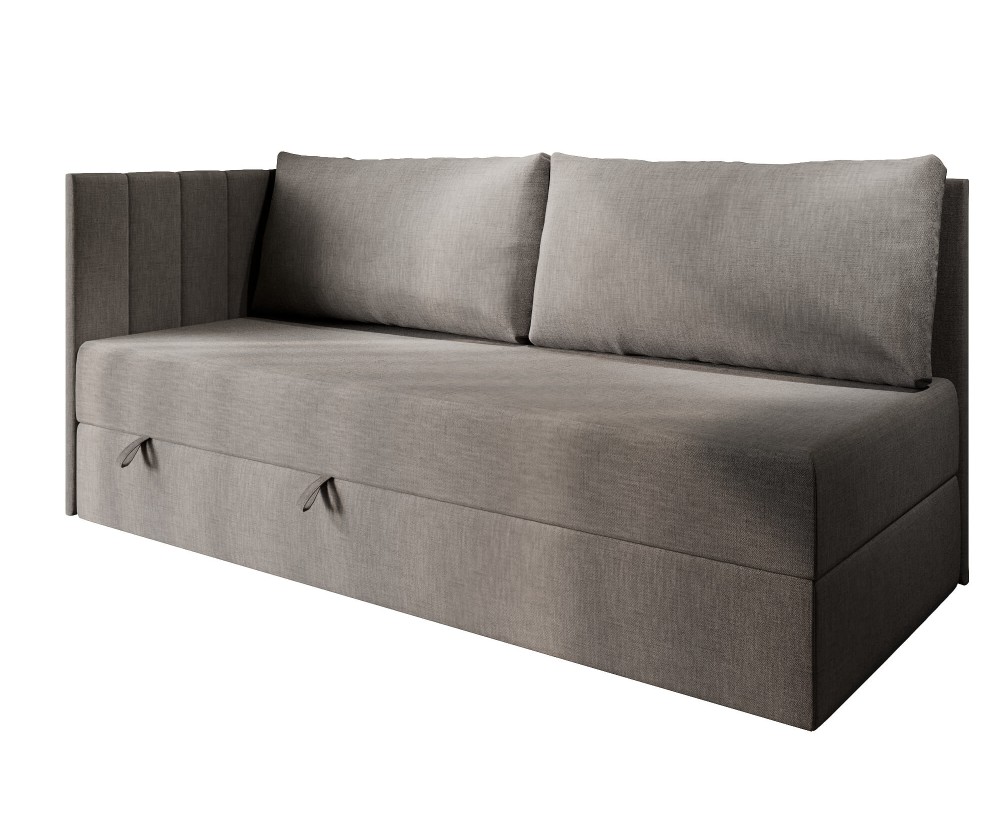Schlafsofa 120x200 cm mit RÜCKENKISSEN, Polsterbett mit Bettkasten, Farbvarianten, Einzelbett INTARO A27