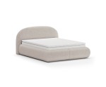 Doppelbett 140x200 cm für Schlafzimmer, mit Matratze und Topper, Boucle-Stoff, FERRO 71
