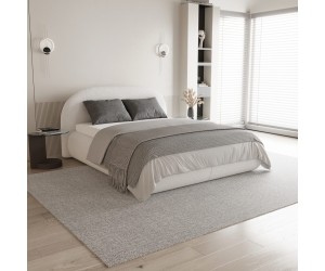 Ehebett 160x200 cm für Schlafzimmer, mit Matratze und Topper, Boucle-Stoff, FERRO 71