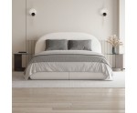 Ehebett 160x200 cm für Schlafzimmer, mit Matratze und Topper, Boucle-Stoff, FERRO 71