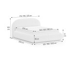 Ehebett 160x200 cm für Schlafzimmer, mit Matratze und Topper, Boucle-Stoff, FERRO 71