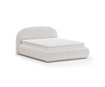 Ehebett 160x200 cm für Schlafzimmer, mit Matratze und Topper, Boucle-Stoff, FERRO 71