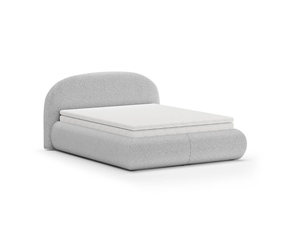 Ehebett 160x200 cm für Schlafzimmer, mit Matratze und Topper, Boucle-Stoff, FERRO 71 Ehebett 160x200 cm für Schlafzimmer, mit Matratze und Topper, Boucle-Stoff, FERRO 71