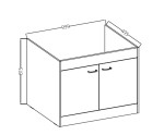 Spülenunterschrank 100 cm zweitürig mit Spülbecken aus Edelstahl, Spülenschrank, OLGA