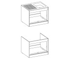 Spülenunterschrank 100 cm zweitürig mit Spülbecken aus Edelstahl, Spülenschrank, OLGA