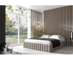 PRATO T10 Polsterbett 180x200 cm, Ehebett mit Bettkasten, ohne Kopfteil, Gleitfüße, Magic Velvet 2209 graues Beige