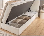 Boxspringbett 140x200 cm mit Bettkasten für Schlafzimmer, Boucle-Stoff, PRATO K31
