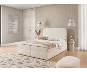 Doppelbett 160x200 cm mit Bettkasten, Boxspringbett, Boucle-Stoff, PRATO K31