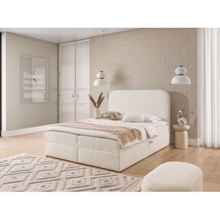 Doppelbett 180x200 cm mit Bettkasten, Boxspringbett, Boucle-Stoff, PRATO K31