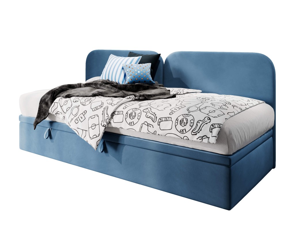 Jugendbett 80x200 cm, Kinderbett, Polsterbett, Seitenblende abgerundet, OLIVIA 2R