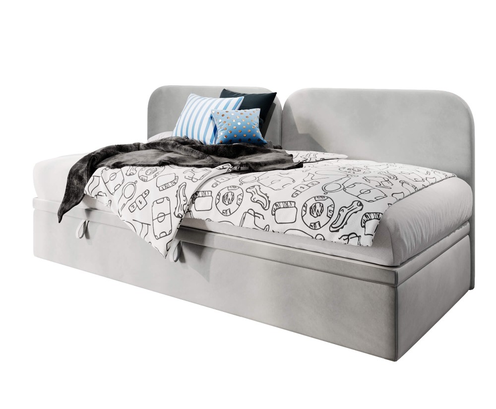 OLIVIA Singlebett 100x200 cm, Polsterbett, Jugendbett, Seitenblende abgerundet