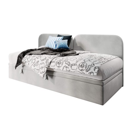 Singlebett 100x200 cm, Polsterbett, Jugendbett, Seitenblende abgerundet, OLIVIA
