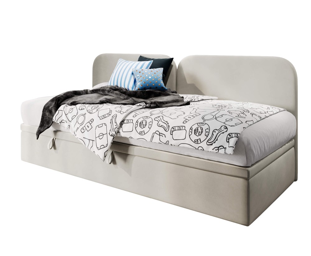 Einzelbett 120x200 cm, Polsterbett, Jugendbett, Seitenblende abgerundet, OLIVIA 2R