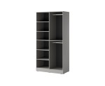 Drehtürenschrank Breite 101 cm zweitürig, Kleiderschrank, grau, SVENBOX-N 