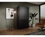 Drehtürenschrank Breite 101 cm zweitürig, Kleiderschrank, Schwarz-Graphit, SVENBOX-N 
