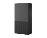Großer Drehtürenschrank Breite 202 cm viertürig, modularer Kleiderschrank, Schwarz-Graphit, SVENBOX-N