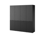 Großer Drehtürenschrank Breite 202 cm viertürig, modularer Kleiderschrank, Schwarz-Graphit, SVENBOX-N