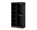 Großer modularer Drehtürenschrank Breite 303 cm, Kleiderschrank, Beige + geriffelte Glasfronten, SVENBOX-NF Großer modularer Drehtürenschrank Breite 303 cm, Kleiderschrank, Beige + geriffelte Glasfronten, SVENBOX-NF