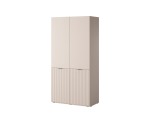 Großer modularer Drehtürenschrank Breite 303 cm, Kleiderschrank, Beige + geriffelte Glasfronten, SVENBOX-NF Großer modularer Drehtürenschrank Breite 303 cm, Kleiderschrank, Beige + geriffelte Glasfronten, SVENBOX-NF