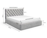 Doppelbett 180x200 cm im Glamour-Stil, Ehebett, Polsterbett mit Bettkasten, PRATO T17