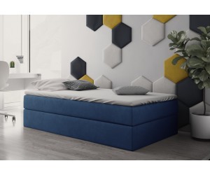 Hotelbett 90x200 cm, Einzelbett ohne Kopfteil mit Bettkasten, BONELL-Matratze, LARA 1M