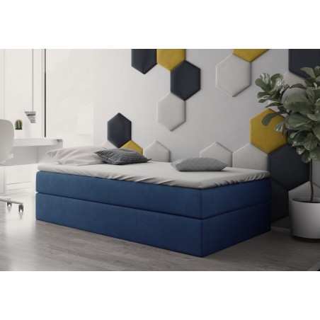 Hotelbett 90x200 cm, Einzelbett ohne Kopfteil mit Bettkasten, BONELL-Matratze, LARA 1M