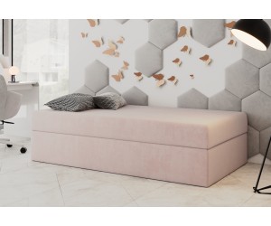 Hotelbett 100x200 cm, Schlafcouch mit Bettkasten, BONELL-Matratze, LARA 1M