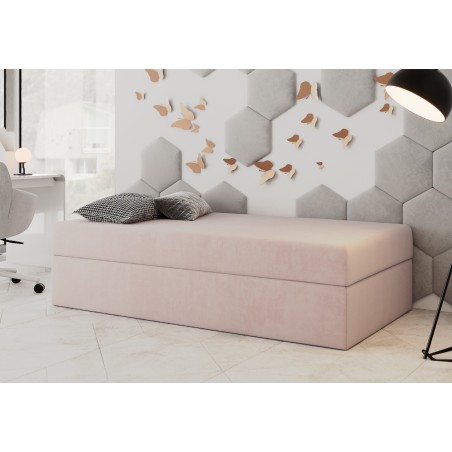 Hotelbett 100x200 cm, Schlafcouch mit Bettkasten, BONELL-Matratze, LARA 1M