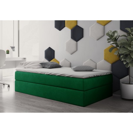 Einzelbett 120x200 cm für Dachschräge, Hotelbett mit Bettkasten, BONELL-Matratze, LARA 1M