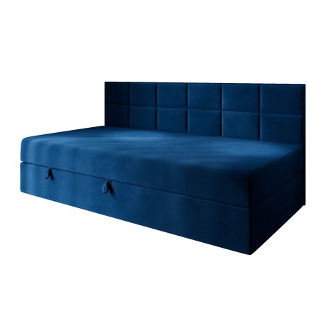 Polsterbett 80x200 cm, Einzelbett, Jugendbett mit Bettkasten und Seitenblende, MEROO 2M