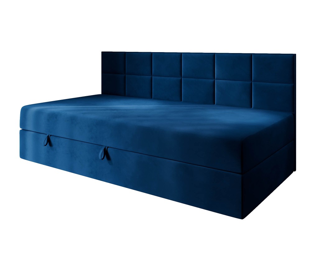 Einzelbett 90x200 cm mit Bettkasten und niedriger Rückenlehne, Polsterbett für Dachschräge, Schlafcouch MEROO 2M Einzelbett 90x200 cm mit Bettkasten und niedriger Rückenlehne, Polsterbett für Dachschräge, Schlafcouch MEROO 2M