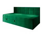 Einzelbett 90x200 cm mit Bettkasten und niedriger Rückenlehne, Polsterbett für Dachschräge, Schlafcouch MEROO 2M Einzelbett 90x200 cm mit Bettkasten und niedriger Rückenlehne, Polsterbett für Dachschräge, Schlafcouch MEROO 2M