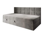Einzelbett 90x200 cm mit Bettkasten und niedriger Rückenlehne, Polsterbett für Dachschräge, Schlafcouch MEROO 2M Einzelbett 90x200 cm mit Bettkasten und niedriger Rückenlehne, Polsterbett für Dachschräge, Schlafcouch MEROO 2M