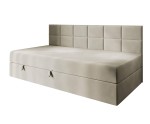 Einzelbett 90x200 cm mit Bettkasten und niedriger Rückenlehne, Polsterbett für Dachschräge, Schlafcouch MEROO 2M Einzelbett 90x200 cm mit Bettkasten und niedriger Rückenlehne, Polsterbett für Dachschräge, Schlafcouch MEROO 2M