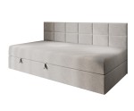 Einzelbett 90x200 cm mit Bettkasten und niedriger Rückenlehne, Polsterbett für Dachschräge, Schlafcouch MEROO 2M Einzelbett 90x200 cm mit Bettkasten und niedriger Rückenlehne, Polsterbett für Dachschräge, Schlafcouch MEROO 2M