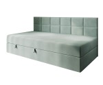 Schlafcouch 100x200 cm, Polsterbett, Einzelbett mit Bettkasten und Seitenblende, MEROO 2M