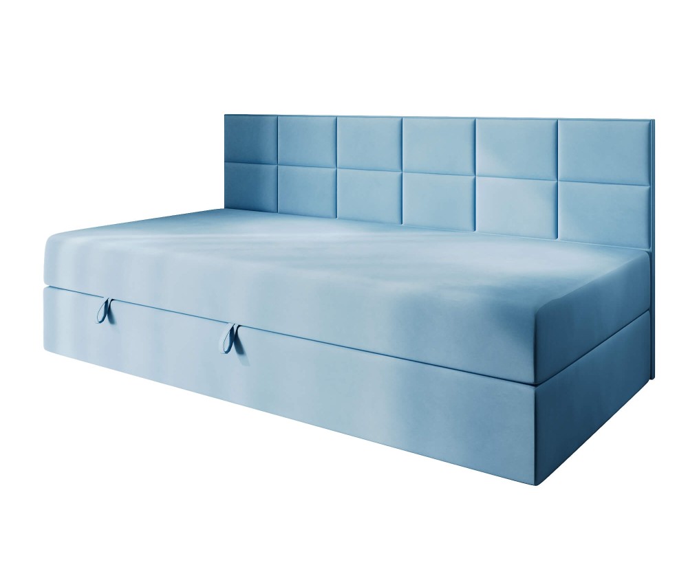 Schlafcouch 100x200 cm, Polsterbett, Einzelbett mit Bettkasten und Seitenblende, MEROO 2M