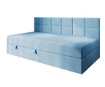 Schlafcouch 100x200 cm, Polsterbett, Einzelbett mit Bettkasten und Seitenblende, MEROO 2M