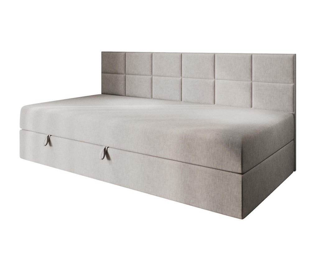 Schlafcouch 100x200 cm, Polsterbett, Einzelbett mit Bettkasten und Seitenblende, MEROO 2M Schlafcouch 100x200 cm, Polsterbett, Einzelbett mit Bettkasten und Seitenblende, MEROO 2M