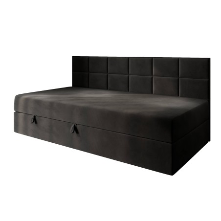 MEROO 2M Schlafcouch 100x200 cm, Polsterbett, Einzelbett mit Bettkasten und Seitenblende