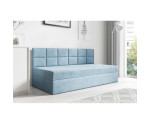 Jugendbett 120x200 cm für Zimmer mit Dachschrägen, Einzelbett mit Bettkasten und niedriger Rückenlehne, MEROO 2M