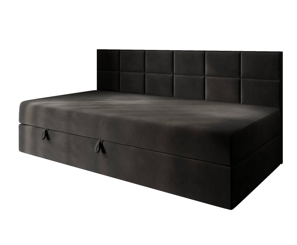 Jugendbett 120x200 cm für Zimmer mit Dachschrägen, Einzelbett mit Bettkasten und niedriger Rückenlehne, MEROO 2M